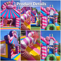 Château gonflable combiné Donut Sweet Candy Land avec toboggan pour location commerciale en extérieur lors de festivals