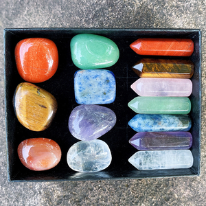 7-<strong>Chakra</strong> Carved Gemstone Set <strong>Engraved</strong> Healing <strong>Stones</strong> for Home Decor Energy Boosting Nationalhexagonal Column Gift Box Included - Product Image 4