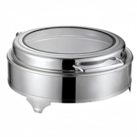 Elektrischer 6L Rechteckiger Chafing Dish, Glasabdeckung Buffet-Wärmebehälter mit Manueller Temperaturregelung 85-100°C, Catering-Zubehör