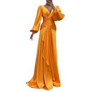 Nouvelles robes longues plissées à taille croisée et manches longues pour femmes, tendance - Product Image 5