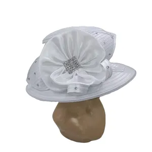 Sombrero Formal de fiesta para mujer, elegante, blanco, para el día de la madre