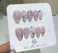 Uñas Acrílicas Pre-Diseñadas al por Mayor, Cobertura Total, Pegamento, Personalización con Logotipo OEM, Opciones de Múltiples Diseños, Diseño Cuadrado, 10 Piezas/Paquete