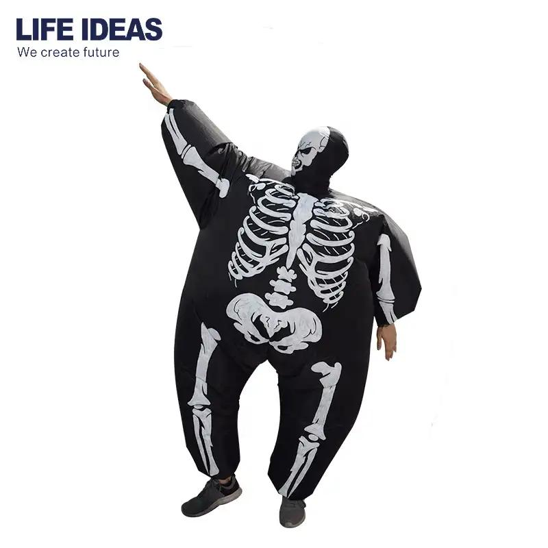 Đen Skull Skeleton Halloween Đảng Vui Ăn Mặc Inflatable Trang Phục