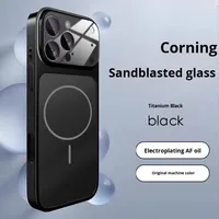 Coque de téléphone magnétique givrée en verre AG mat couleur originale avec film de protection d'objectif pour iPhone 15 16 17 Pro Max 17 Pro en PC