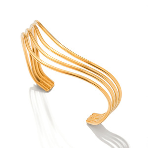 สร้อยข้อมือทอง18K แบบเรียบง่ายทำจากสแตนเลสหลายชั้นเครื่องประดับสำหรับทุกเพศทรงเรขาคณิต - Product Image 5