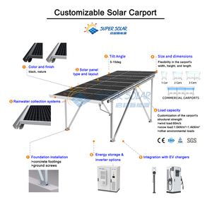 Cochera con energía <span class=keywords><strong>solar</strong></span> con estructura <span class=keywords><strong>de</strong></span> aluminio Sistema <span class=keywords><strong>de</strong></span> montaje <span class=keywords><strong>de</strong></span> energía eficiente <span class=keywords><strong>para</strong></span> instalación <span class=keywords><strong>de</strong></span> automóviles - Product Image 6
