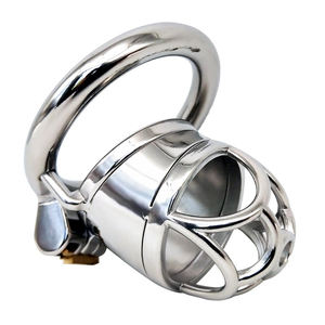 FRRK Sliver BDSM Sex Toys Metal Cages Lock Male Chastity with 3 Sized Penis Ring Cock <span class=keywords><strong>Cage</strong></span> Male Chastity Devices for Boys - Product Image 1