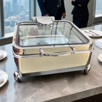 304, Quadratischer Glas-Chafing-Dish, Modernes Buffet-Warmhaltegerät für Hochzeiten, gehobene Restaurants und Catering