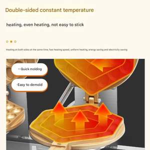 Máquina de Waffles Eléctrica Profesional de Doble Cabezal, Comercial, con Temporizador Digital y Termostato, para Waffles de Burbujas - Product Image 3