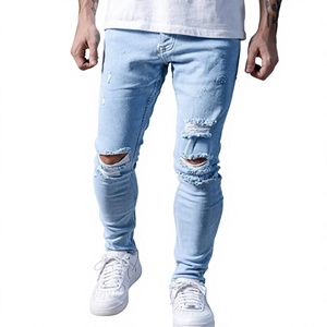 Pantalon long homme coupe skinny déchiré et délavé, éco-responsable, respirant, extensible, à jambe fuselée, tendance hiver - Product Image 1