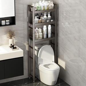 Étagère de salle de bain minimaliste en métal, 3 niveaux, autoportante, pour l'espace des toilettes, design rectangulaire, taille standard - Product Image 1