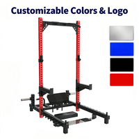 Rack de musculation commercial Dinuo avec station intégrée pour Hip Thrust et Leg Curl - Bras de sécurité réglables pour fessiers et quadriceps
