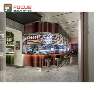 Vitrine à café intégrée en bois stratifié pour zone de retrait, meuble de présentation pour café - Product Image 2