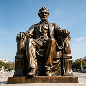 Statua in bronzo a grandezza naturale di Abraham Lincoln, personalizzata in fabbrica, scultura del Presidente degli Stati Uniti seduto per piazze pubbliche e decorazioni commemorative - Product Image 6
