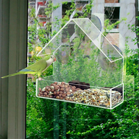 Ventouse transparente suspendue bourdonnement acrylique mangeoire pour oiseaux sauvages fenêtre extérieure mangeoire et abreuvoir pour oiseaux