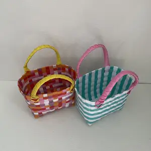 Manufacturers Small Children's Hand With Hand Gift Woven Bag Beach Bag Hand Plastic Bag Manual Storage Basket