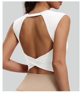 Nouveau soutien-gorge de sport respirant ajouré noué à fort maintien et décolleté en V profond 2026, <span class=keywords><strong>sous</strong></span>-vêtement de yoga détachable pour <span class=keywords><strong>femme</strong></span> - Product Image 1