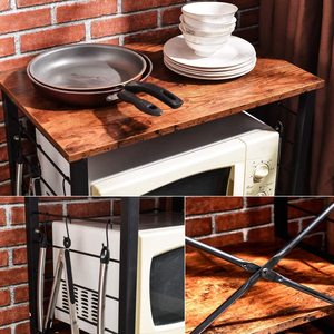 Support de cuiseur industriel avec rangement, 6 crochets, pour cuisine, Bar, café, four à micro-ondes, avec cadre métallique, pour Table - Product Image 3