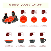 Ensemble de 56 assiettes à dîner en grès noir artisanal, promotion exceptionnelle, design unique et luxueux, résistant à la chaleur, passe au lave-vaisselle et au four