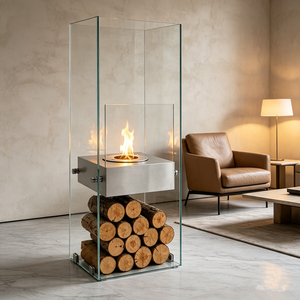 Cheminée au bioéthanol encastrée Valse Luxury avec flamme réglable et brûleur anti-déversement pour hôtel, villa, salon ou hall d'hôtel. - Product Image 4