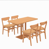 Ensemble table et chaises de salle à manger en bois massif, style minimaliste moderne, pour entreprise, école, cantine, snack-bar - Multifonctionnel 4 places