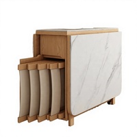 Ensemble de table à manger moderne multifonctionnelle carrée extensible et convertible en bois massif, pliable et réglable, 4 places, meubles pour la maison