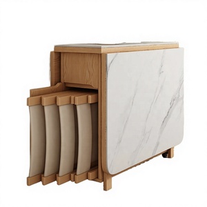 Wholesale Square <b>Modern</b> Space Saving <b>Folding</b> <b>Dining</b> <b>Table</b> Set with 4 Chairs | Marble Top Wood <b>Table</b> Indian Supplier - Product Image 3
