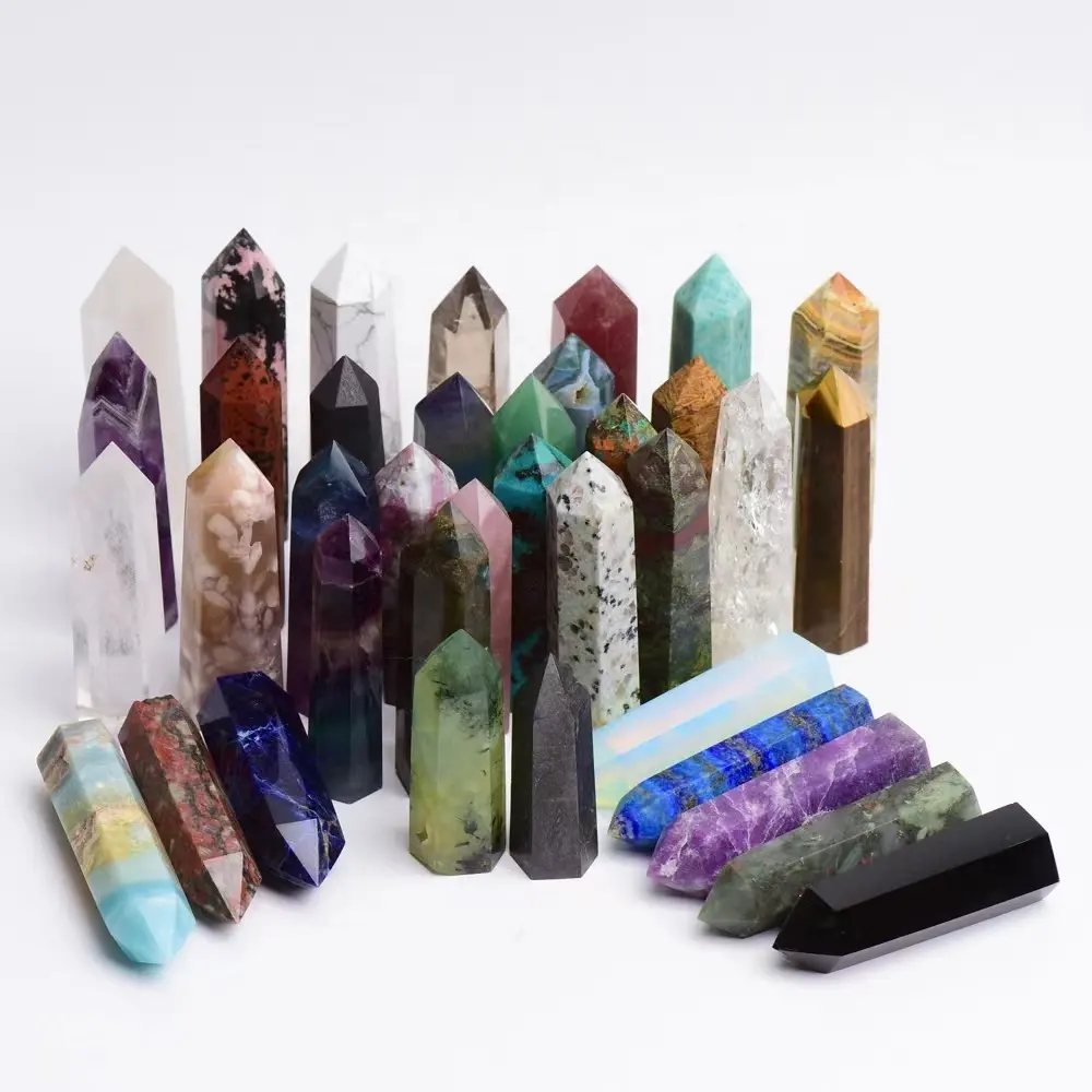 Высококачественные натуральные целебные хрустальные башенные палочки с аметистовым розовым кварцем