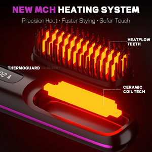 Cepillo Alisador Eléctrico de Acero Inoxidable, Plancha de Pelo Calefactada con Masaje y Ajustes de Calor, Plástico - Product Image 4