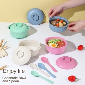 Ensemble de bols à soupe de riz jetables créatifs à double oreille pour enfants comprenant une casserole de bol de blé et des bols de nouilles instantanées-pour le <span class=keywords><strong>camping</strong></span> - Product Image 2