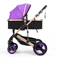 Poussette Landau pour bébé avec siège d'auto Poussette légère Poussette pliante 3 en 1 Système de voyage Chariot pour bébé pour nouveau-nés