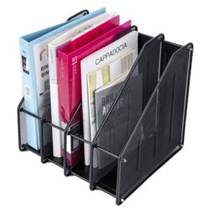 Fournitures de bureau et scolaires, porte-revues à 4 niveaux, séparateurs de dossiers, étagère en métal, organiseur de bureau en maille métallique, accessoires de bureau - Product Image 3