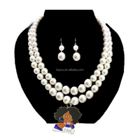 Ensemble de perles classiques plaqué argent pour femme avec symboles grecs Alpha Kappa, Sigma Gamma Rho, Links, Iota, Zeta, Phi Beta