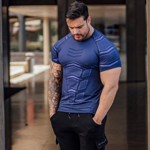 Camiseta de Compresión Deportiva para Hombre, Diseño <span class=keywords><strong>Nuevo</strong></span>, Ajustada, para Gimnasio, Running, Fitness, Ropa de Diseñador - Product Image 4