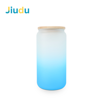 Canettes en verre colorées 16 oz, dégradé, entrepôts européennes et américaines, tasses pour Sublimation, couvercle et pailles en bambou