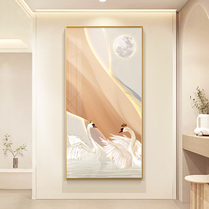 Pintura de arte geométrico abstracto de estilo nórdico, mural de cisne, pintura decorativa, pintura colgante de pared - Product Image 1