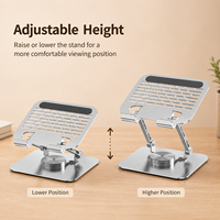 Nouveau support d'ordinateur portable pliable et réglable en alliage d'aluminium avec ventilation thermique, conforme aux normes CE et RoHS, pour le bureau et les appareils tablettes