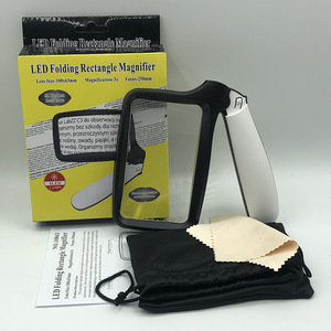 Nouvelle loupe de lecture carrée à main avec grossissement <span class=keywords><strong>2x</strong></span>, <span class=keywords><strong>5</strong></span> LED, pliable, en acrylique PVC, aide pour malvoyants, personnalisable OEM - Product Image 1