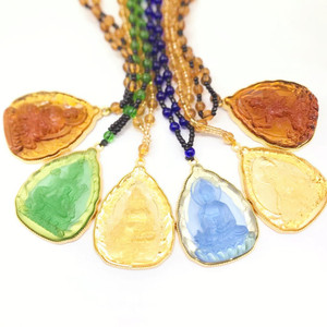 Dragon <span class=keywords><strong>chinois</strong></span> zodiaque <span class=keywords><strong>poisson</strong></span> <span class=keywords><strong>rouge</strong></span> bouddha religieux plaqué or couleur pendentif sculpté fleur dieux sculpter Statue collier de perles - Product Image 1