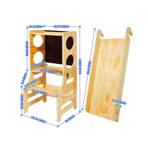 <span class=keywords><strong>4</strong></span> trong 1 học tập Toddler tháp Nhà Bếp Có thể gập lại Montessori học tập tháp bước phân với slide và bảng đen - Product Image 4