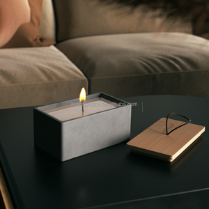 50oz nordique personnalisé ciment bougie Vesel bougeoir luxe vide pierre béton grand carré grands pots de bougie avec couvercle en bambou - Product Image 3