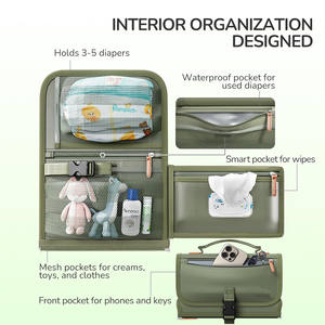 2024 nouvelle mode en cuir couche <span class=keywords><strong>sac</strong></span> à <span class=keywords><strong>dos</strong></span> fourre-tout avec compartiments isolés bébé registre matelas à langer pour maman et garçons - Product Image 5