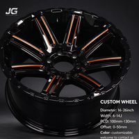 JG 17-26" Jantes en alliage forgé concaves profondes personnalisées Noir brillant Ligne orange pour Tundra Ford Raptor Tank300/500 Jeep Wrangler