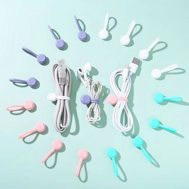 Promotional Gift Multifunctional Magnetic Phone Cable Organizer Silicone Cable Holder for Data Lines Headphones