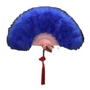 Direct Factory Sale Eco-Friendly Painted Flower Style Hand Fan for Weddings & Dance Foldable Feather Design - Product Image 6