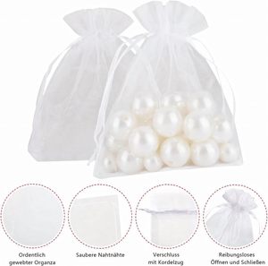 Sacs en <span class=keywords><strong>organza</strong></span> blanc uni 13x18cm, lot de 100, pour remplir de petits objets, bijoux, cadeaux de mariage, cadeaux de Noël - Product Image 4