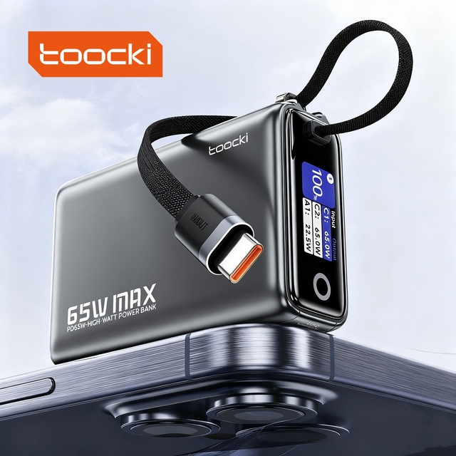 Toocki Fast-Charging 20000mAh Power Bank 65W PD Output 45W Bidirectional Charge Wireless Charging Ultra Slim Magnetic Design for