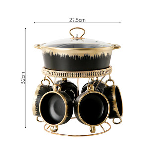Ensemble de marmites à soupe en céramique plaqué or nordique 2025 avec couvercle, motif personnalisable Phnom Penh, type assiette à salade - Product Image 6