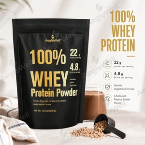 Poudre <span class=keywords><strong>de</strong></span> protéines <span class=keywords><strong>de</strong></span> lactosérum 100% saveur chocolat-<span class=keywords><strong>beurre</strong></span> <span class=keywords><strong>de</strong></span> <span class=keywords><strong>cacahuète</strong></span>, marque privée OEM, 300g, 22g <span class=keywords><strong>de</strong></span> protéines, 4,8g <span class=keywords><strong>de</strong></span> BCAA, digestion douce - Product Image 2