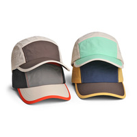 Casquette de camping en nylon imperméable perforée au laser, séchage rapide, 5 panneaux, impression personnalisée sur le devant, légère, unisexe, pour la randonnée et le camping en plein air